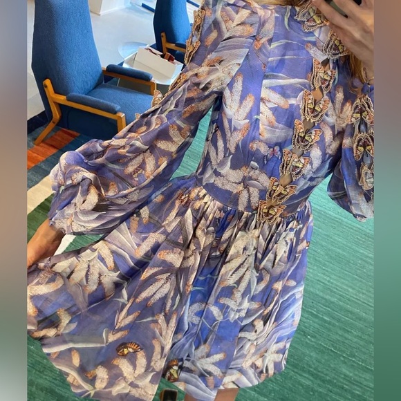 ZIMMERMANN Botanica Butterfly Mini Dress, Label Size 0, NWT - Picture 4 of 7